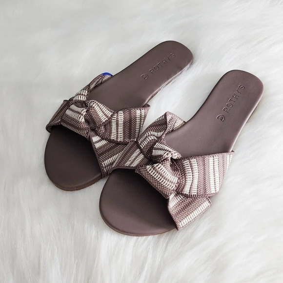 Rothy's The Knot Sandal in Taupe Stripe - Picture 2 of 8